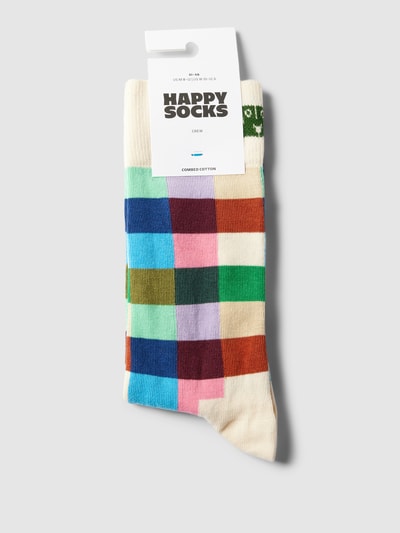 Happy Socks Socken mit Gitterkaro Modell 'Rainbow Check' Beige 3