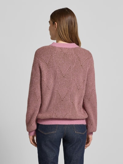 Fynch-Hatton Sweter z dzianiny z mieszanki wełny z alpaki z okrągłym dekoltem Różowawy 5