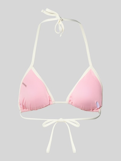 Produktfoto, Bikini-Oberteil mit Logo-Applikation Modell 'Niki' von Guess, elastyczna mieszanka materiałów, kolor jasnoróżowy