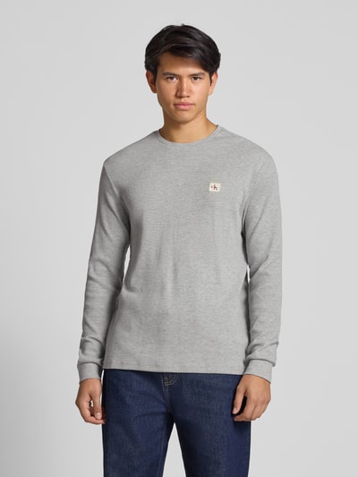 Calvin Klein Jeans Bluzka z długim rękawem i fakturowanym wzorem Jasnoszary melanż 4