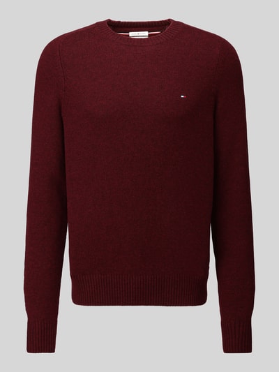 Tommy Hilfiger Regular Fit Pullover aus Lammwoll-Mix Bordeaux Melange 2