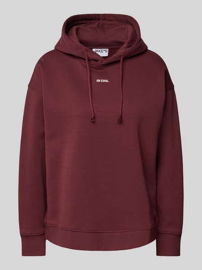 Jake*s Casual Oversized Hoodie mit Statement-Print Bordeaux 1