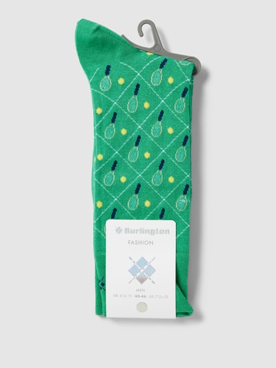 Burlington Socken mit Motiv-Print Modell 'Tennis Club' Gruen 3