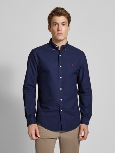 Polo Ralph Lauren Slim fit vrijetijdsoverhemd met button-downkraag, model 'OXFORD' Marineblauw - 4