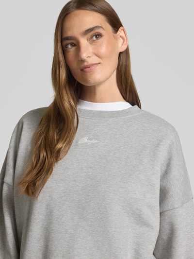 BOSS Orange Loose Fit Sweatshirt aus reiner Baumwolle Hellgrau Melange 3