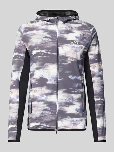 EA7 Emporio Armani Sweatjacke mit Label-Print Modell 'VIGOR' Mittelgrau 2