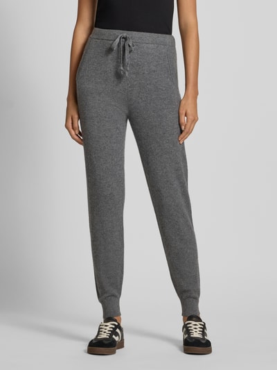 Jake*s Casual Joggingbroek van kasjmier met elastische band Donkergrijs gemêleerd - 4