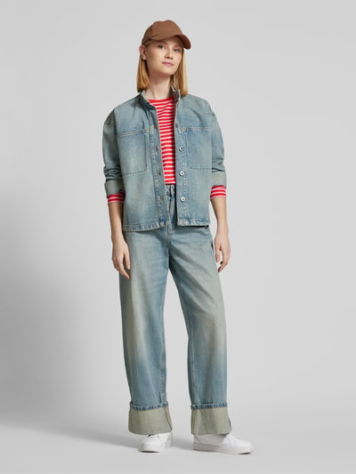 Tom Tailor Denim Regular Fit Langarmshirt mit Allover-Muster Rot 1