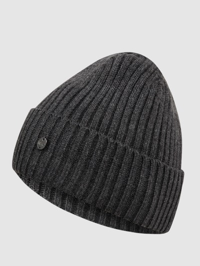 Esprit Czapka beanie z prążkowaną fakturą Ciemnoszary 1