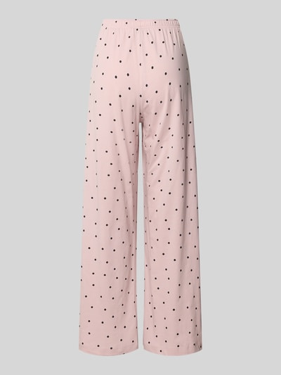 Produktfoto, Pyjama-Hose aus reiner Baumwolle mit elastischem Bund von Jake*s Casual, lockere Passform, weites Bein, rosa mit schwarzen Punkten.