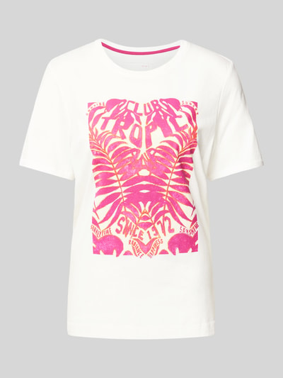 Oui T-Shirt mit Motiv-Print Offwhite 2