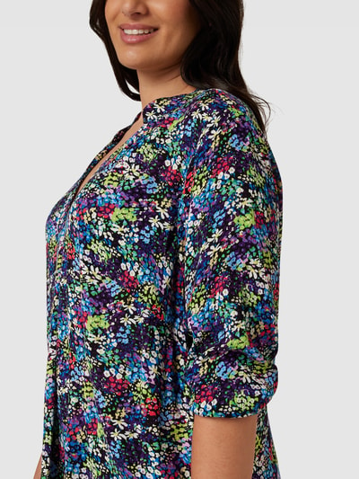 ONLY CARMAKOMA PLUS SIZE mini-jurk met all-over motief, model 'CARAYANA LIFE' Blauw - 3