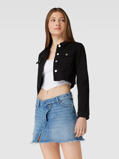 Only Cropped Jeansjacke mit Brusttaschen Modell 'WONDER' Black 4