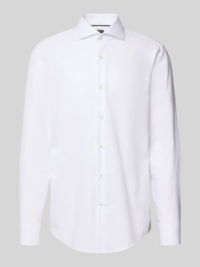 BOSS Slim Fit Businesshemd aus Baumwolle mit Kentkragen Modell 'HANK' Weiss 2