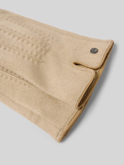 EEM Slim Fit Handschuhe mit Ziernähten Beige 2
