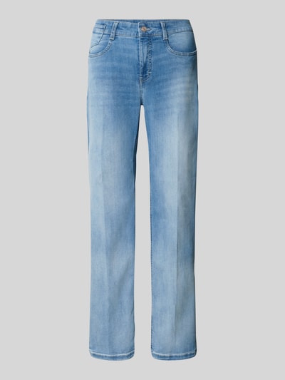Produktfoto, Straight Fit Jeans aus Baumwoll-Mix Modell 'LAURA TURN UP' von MAC in hellem Blau mit 5-Pocket-Design und fixiertem Umschlag, Knöchellänge, Damen Jeans von MAC, Baumwoll-Elasthan-Mix, Bundweite 42 cm, Innenbeinlänge 69 cm.