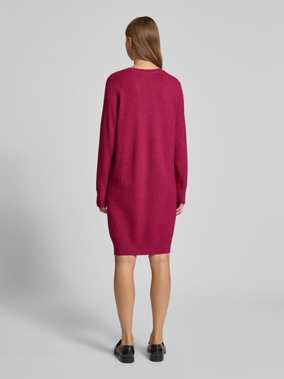 Christian Berg Woman Sukienka z dzianiny o długości do kolan z okrągłym dekoltem Fuksjowy melanż 5
