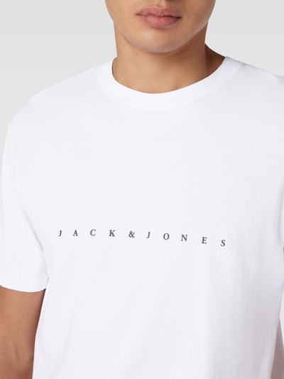 Jack & Jones T-Shirt mit Label-Print Modell 'STAR' Weiss 3