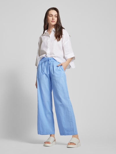 Fransa Wide leg stoffen broek met elastische band, model 'Maddie' Lichtblauw - 1