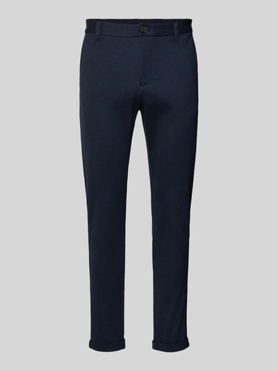 Lindbergh Slim fit stoffen broek met verkort model Donkerblauw - 2