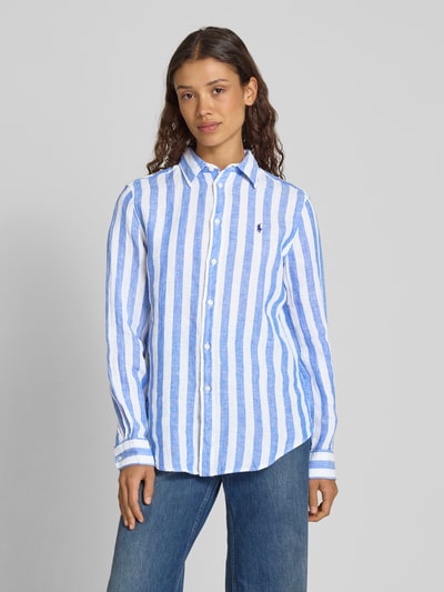 Polo Ralph Lauren Classic Fit Leinenhemdbluse mit Logo-Stitching Blau 4