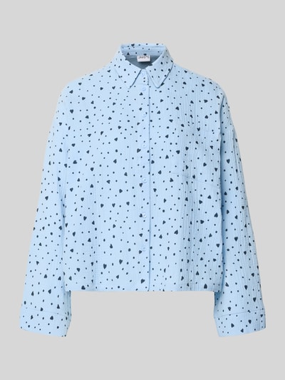 Produktfoto, Relaxed Fit Pyjama-Oberteil im Allover-Look von Jake*s Casual, hellblau mit dunklem Muster, reine Baumwolle, strukturierte Oberfläche