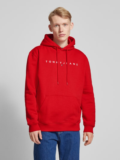 Tommy Jeans Regular fit hoodie met labelstitching Rood - 4