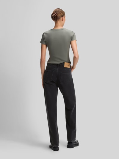 HUGO Blue Wide Fit Jeans mit Label Patch aus reiner Baumwolle Anthrazit 5