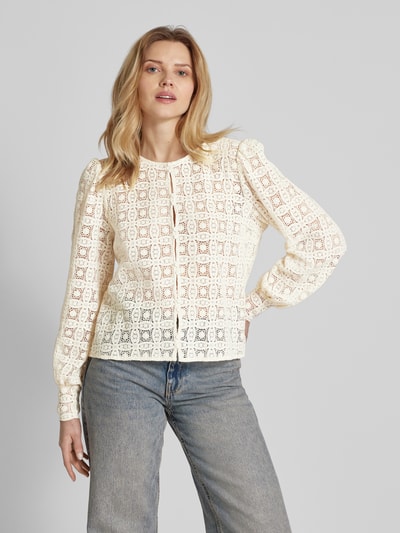 YAS Blouse van gehaakt kant, model 'Flake' Offwhite - 4