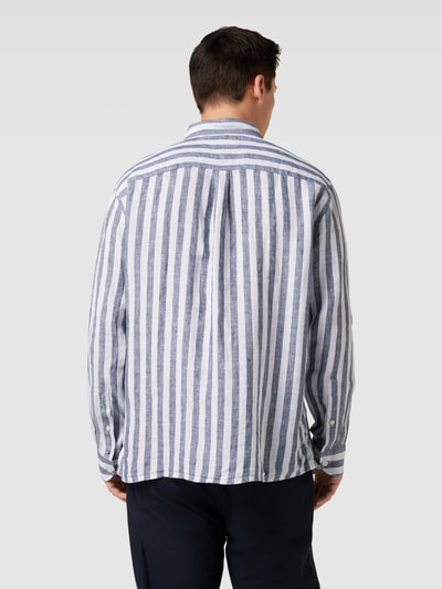 Tommy Hilfiger Vrijetijdsoverhemd van linnen met borstzak, model 'BRETON' Marineblauw - 5