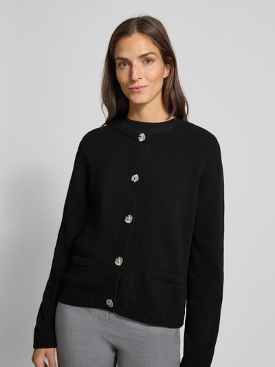 Milano Italy Regular fit gebreid jack met viscose en kasjmier Zwart - 3