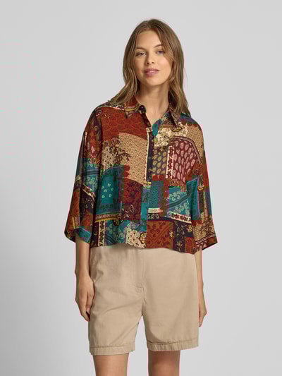 Apricot Boxy fit blouse van viscose met 3/4-mouwen Roestrood - 4