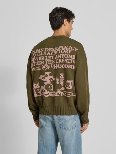 WOODBIRD Sweter z dzianiny o kroju oversized z prążkowanymi wykończeniami model ‘Kurt’ Ciemnobrązowy 5