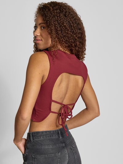 Only Slim Fit Crop Top aus Baumwoll-Mix Modell 'VELA' Bordeaux 3