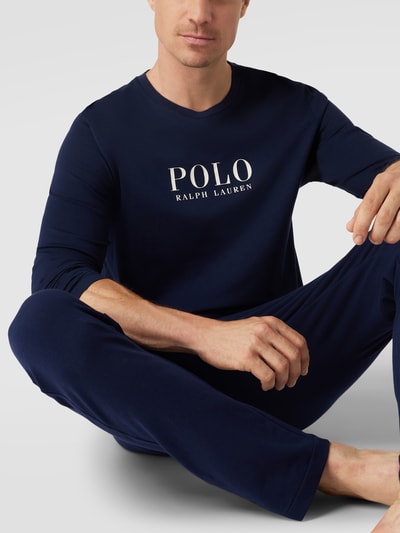 Polo Ralph Lauren Underwear Shirt met lange mouwen en labelprint, model 'LIQUID' Donkerblauw - 3