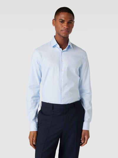 CK Calvin Klein Slim Fit Business-Hemd mit Label-Stitching Modell 'Bari' Bleu 4