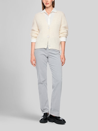 Marc Cain Cardigan aus Alpaka-Wolle-Mix mit Label-Patch Offwhite 1