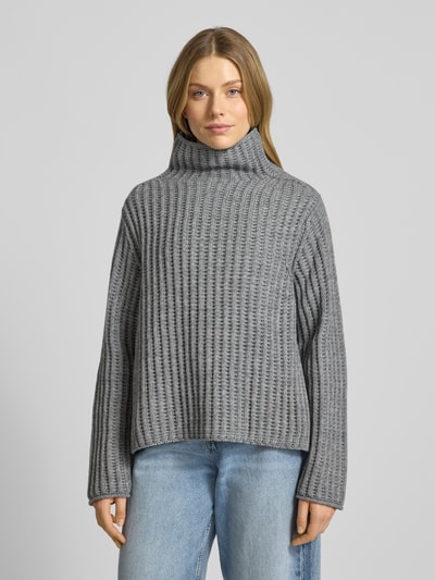 Drykorn Gebreide pullover met opstaande kraag, model 'VARISA' Middengrijs gemêleerd - 4