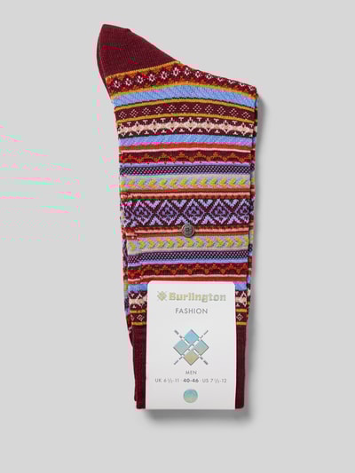 Burlington Sokken met ribboord Donkerrood - 3