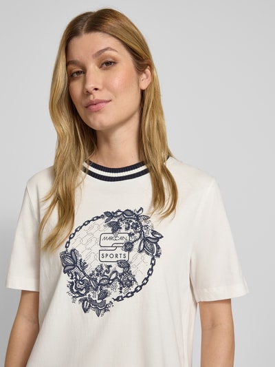 Marc Cain T-shirt met siersteentjes en ronde hals Offwhite - 3