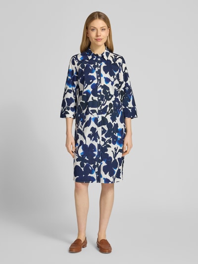 White Label Knielanges Hemdblusenkleid im Allover-Look Dunkelblau 4