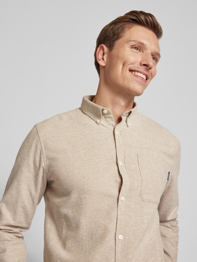 Lindbergh Freizeithemd mit Button-Down-Kragen Sand 3