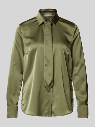 Christian Berg Woman Selection Bluzka koszulowa o kroju regular fit z satyny z wykładanym kołnierzem Khaki 2