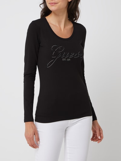 Guess Longsleeve mit Logo-Print Modell 'Raise' Black 4