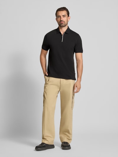 bugatti Regular Fit Poloshirt mit Reißverschluss Black 1