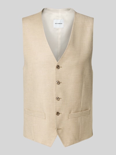 Roy Robson Kamizelka z mieszanki żywej wełny z dekoltem w serek Beżowy 2