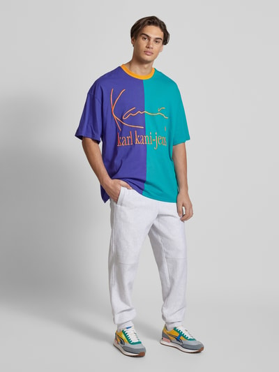 KARL KANI Oversized T-Shirt mit Label-Stitching Petrol 1