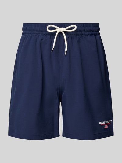 Polo Sport Relaxed fit zwembroek met labelstitching, model 'TRAVLER' Donkerblauw - 1