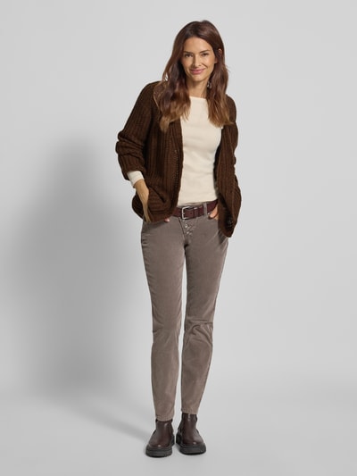 Smith and Soul Kardigan z dzianiny o kroju oversized z dekoltem w serek model ‘HAIRY’ Czekoladowy 1