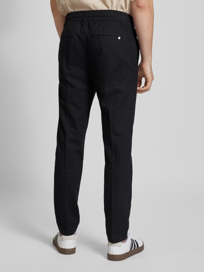 Tom Tailor Denim Relaxed Tapered Fit Leinenhose mit Bügelfalten Black 5